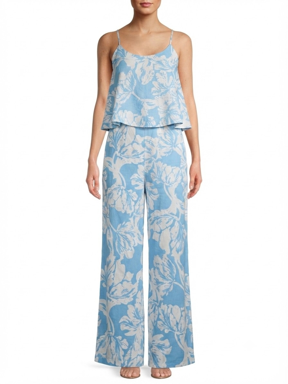 SABO Floral Print Ruffle Layer Sleeveless Wide Leg Jumpsuit Size 6